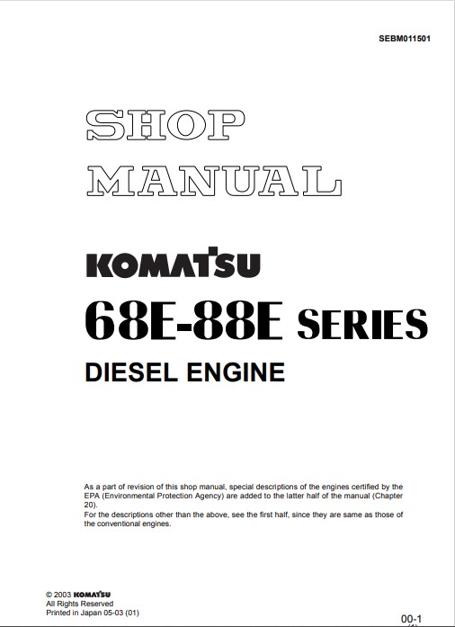 Komatsu 3D68E-3 to Komatsu 3D88E-3 Engine Series Workshop Manual - Image 2