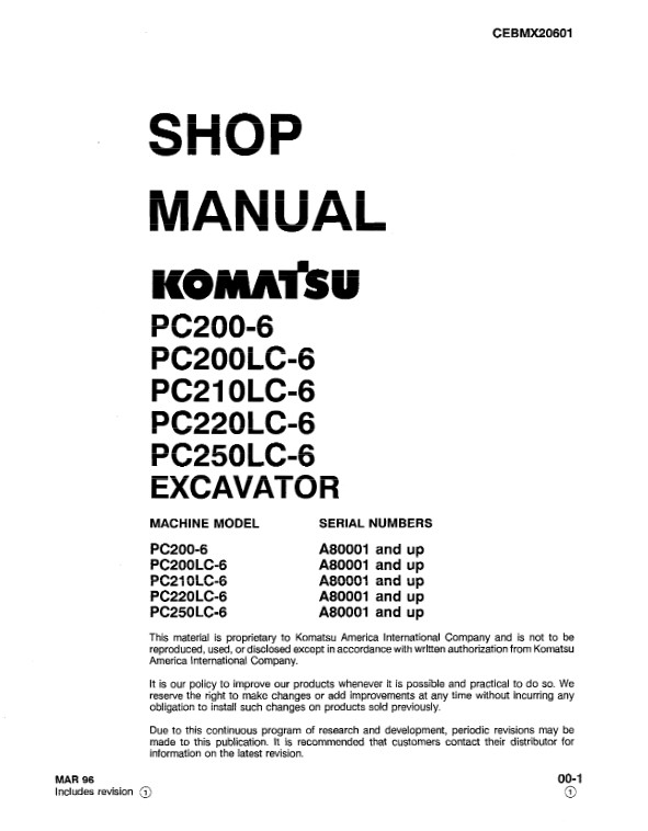 Komatsu PC200-6, Komatsu PC200LC-6, Komatsu PC210LC-6, Komatsu PC220LC-6, Komatsu PC250LC-6 Workshop Repair Manual - Image 2