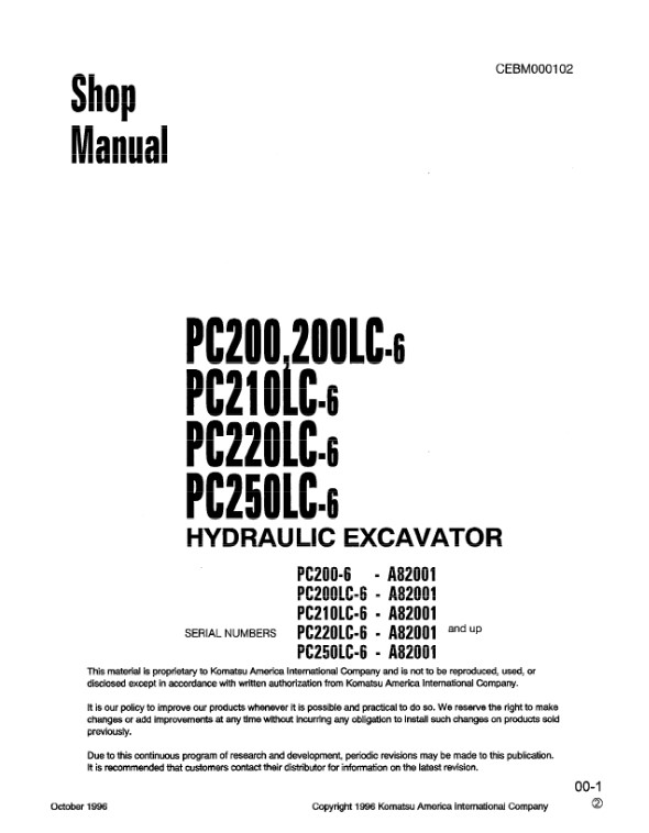 Komatsu PC200-6, Komatsu PC200LC-6, Komatsu PC210LC-6, Komatsu PC220LC-6, Komatsu PC250LC-6 Workshop Repair Manual - Image 2