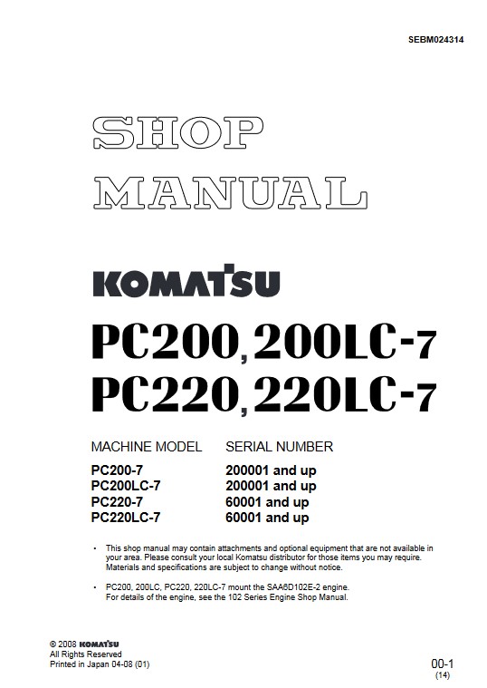 Komatsu PC200-7, Komatsu PC200LC-7, Komatsu PC220-7, Komatsu PC220LC-7 Workshop Repair Manual - Image 2