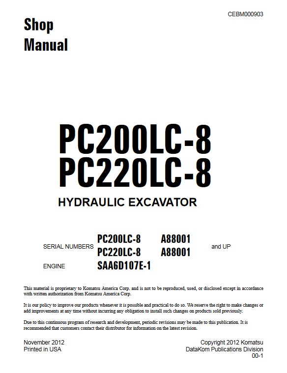 Komatsu PC200LC-8, Komatsu PC220LC-8 Workshop Repair Manual - Image 2