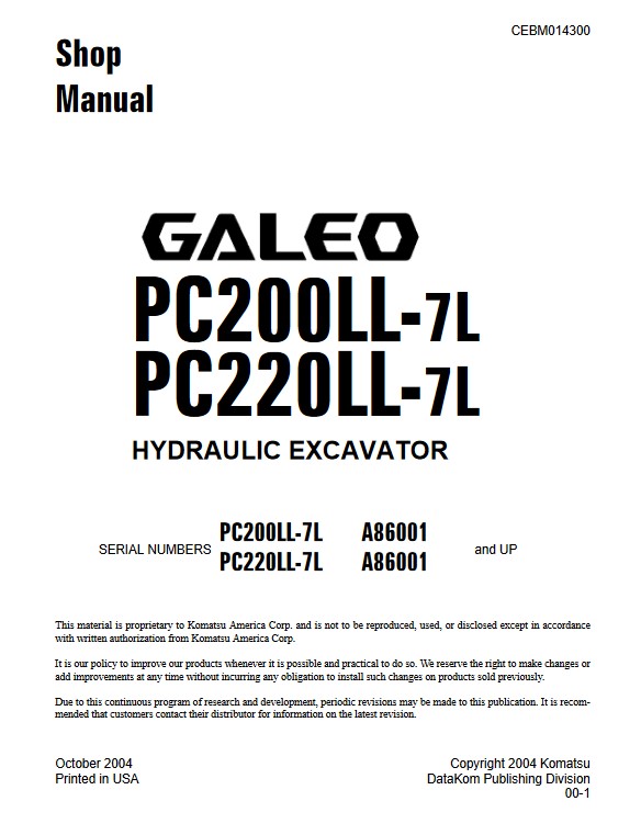 Komatsu PC200LL-7L, Komatsu PC220LL-7L Workshop Repair Manual - Image 2
