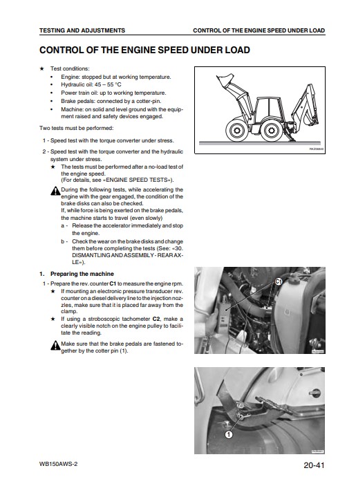Komatsu WB150AWS-2 Italy Backhoe Loader Workshop Manual - Image 7