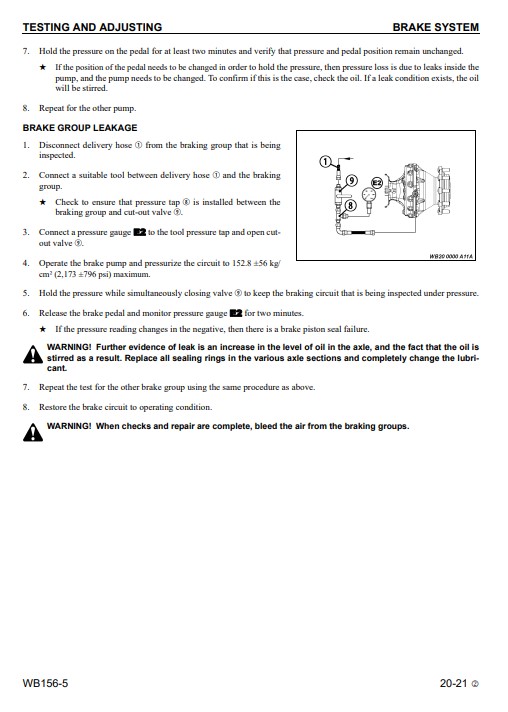 Komatsu WB156-5 USA Backhoe Loader Workshop Manual - Image 8
