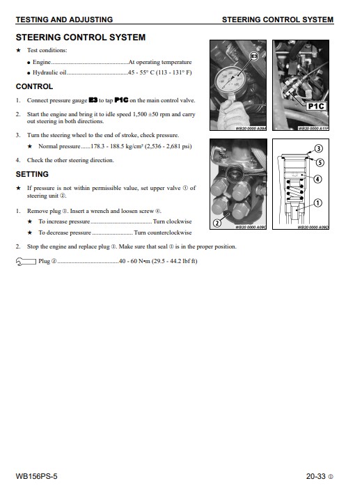 Komatsu WB156PS-5 USA Backhoe Loader Workshop Manual - Image 7
