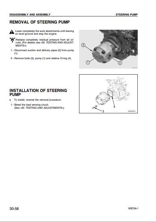 Komatsu WB70A-1 Backhoe Loader Workshop Manual - Image 3