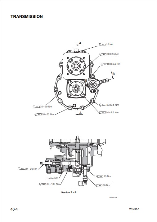 Komatsu WB70A-1 Backhoe Loader Workshop Manual - Image 4