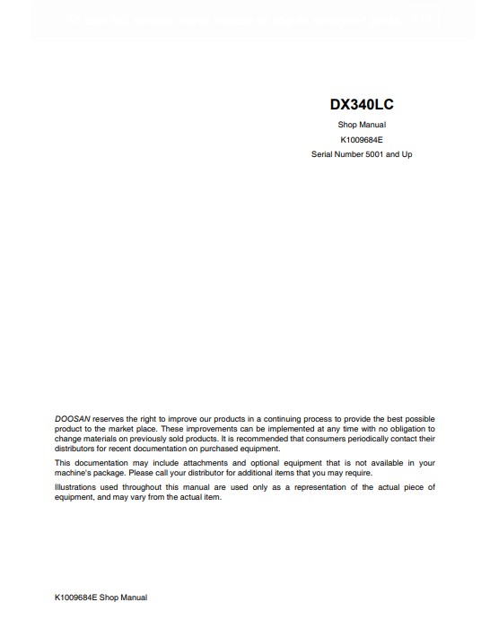 Doosan DX340LC Excavator Workshop Manual - Image 2