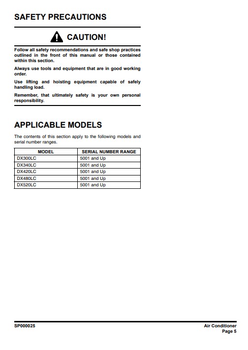 Doosan DX420LC Excavator Workshop Manual & Diagrams - Image 4