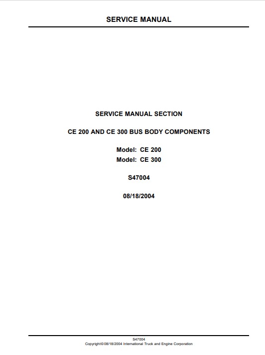 International Bus CE200, CE300 Body Components Manual - Image 2