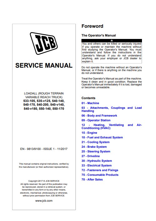 JCB 533-105, 535-v125, 540-140, 540-170, 540-200, 540-v140, 540-v180, 550-140, 550-170 Service Repair Manual - Image 2