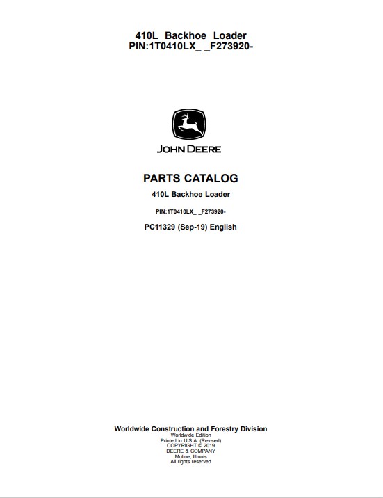 John Deere 410L Backhoe Loader Parts Catalog - Image 2