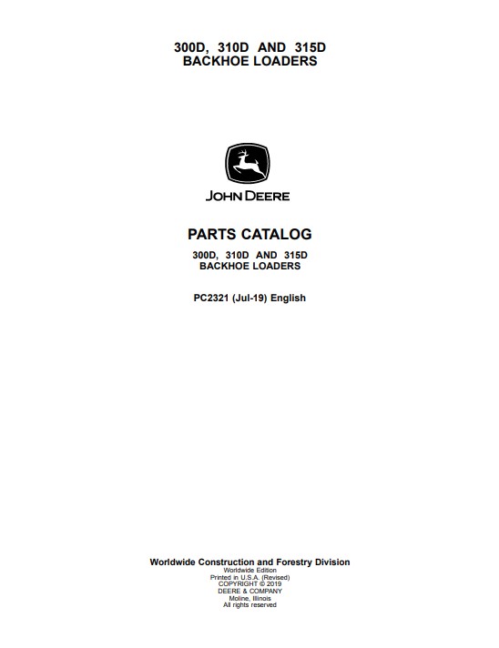 John Deere 300B , John Deere 310D, John Deere 315D Backhoe Loaders Parts Manual - Image 2