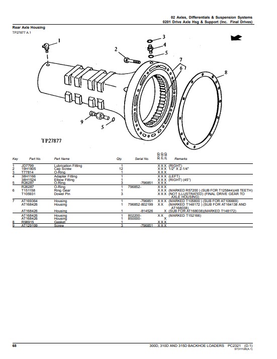 John Deere 300B , John Deere 310D, John Deere 315D Backhoe Loaders Parts Manual - Image 4