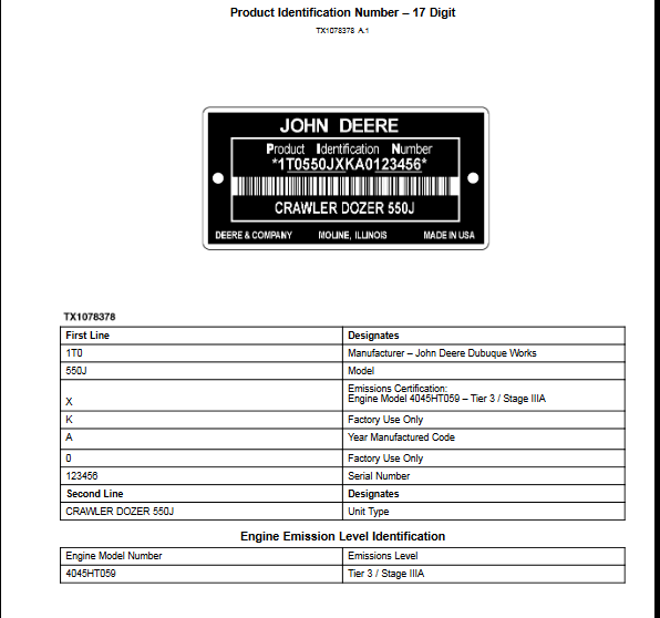 John Deere 550J Dozer Parts Catalog - Image 3