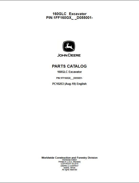 John Deere 160GLC Excavator Parts Manual - Image 2