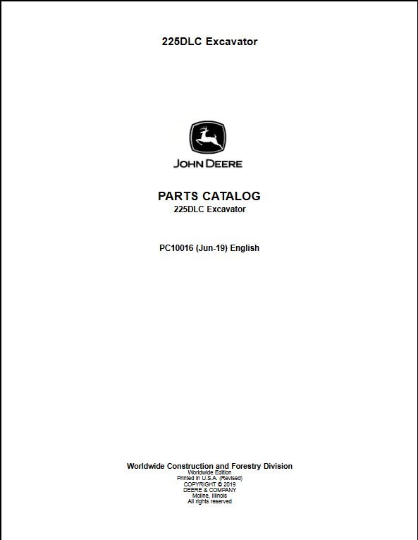 John Deere 225DLC Excavator Parts Catalog - Image 2