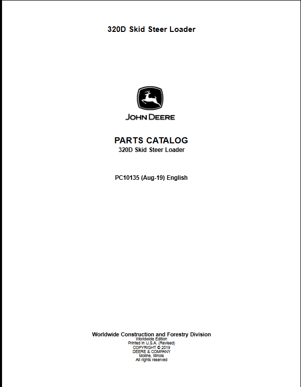 John Deere 320D Skid Steer Loader Parts Manual - Image 2