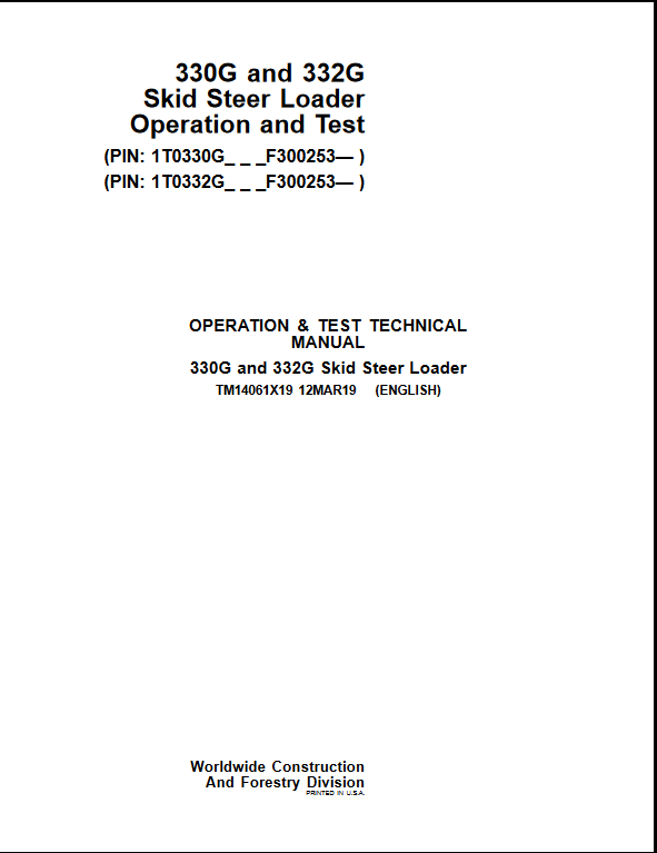 john deere 330g skid steer service manual - Image 2