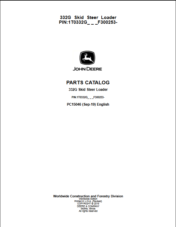 John Deere 332G Skid Steer Parts Manual - Image 2