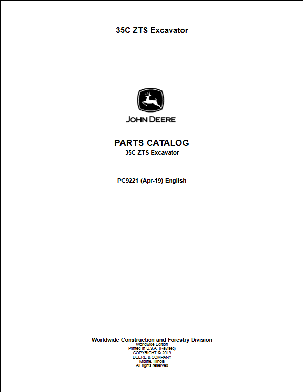 John Deere 35C ZTS Excavator Parts Manuals - Image 2