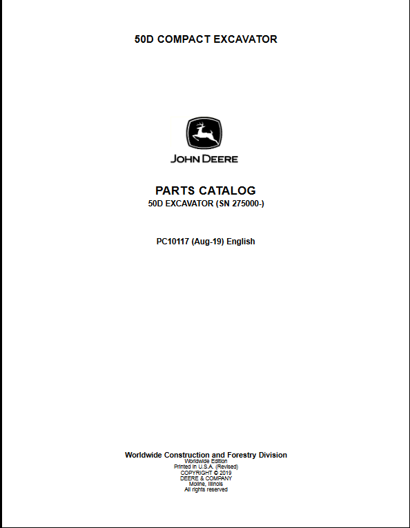 John Deere 50D Compact Excavator Parts manual - Image 2