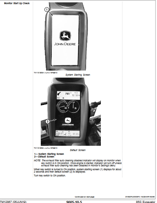 John Deere 85G Excavator Operation and Test Manual - Image 4