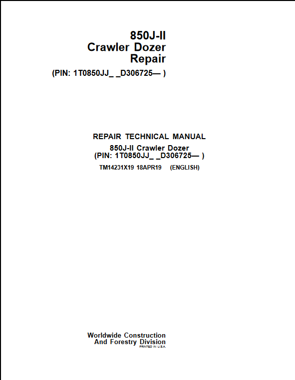 John Deere 850J-II Crawler Dozer Repair Technical Manual - Image 2