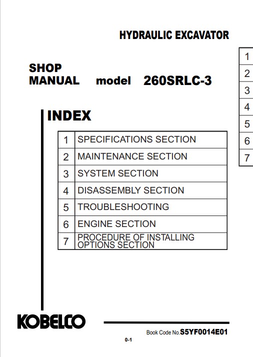 Kobelco 260SRLC-3 Excavator Workshop Repair Manual - Image 2