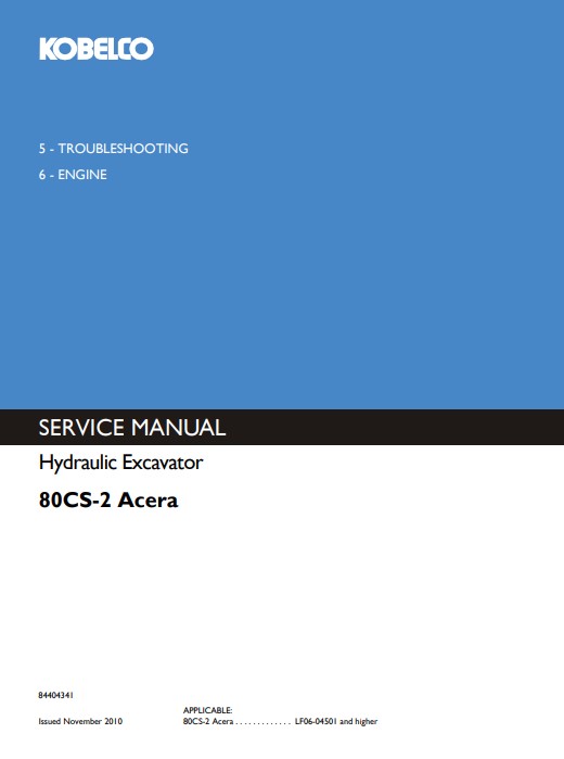 Kobelco 80CS-2 Excavator Service Repair Manual - Image 2