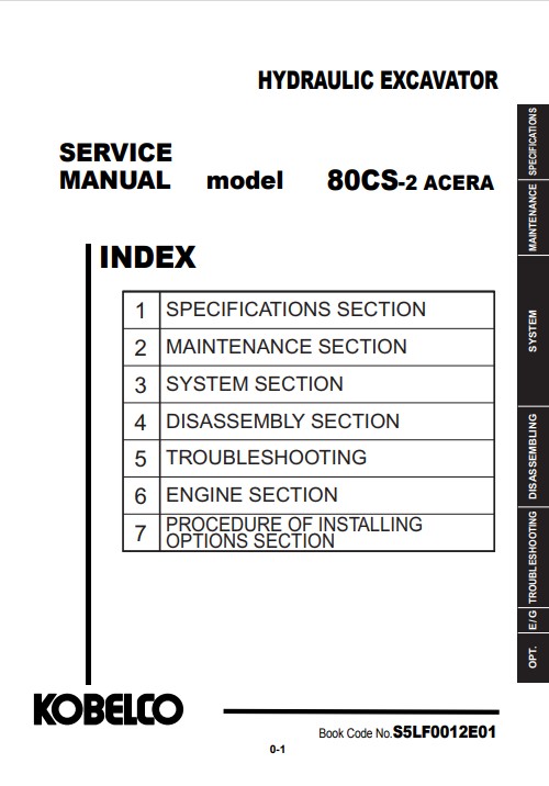 Kobelco 80CS-2 Excavator Service Repair Manual - Image 5
