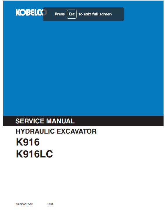 Kobelco K916 , Kobelco K916LC Excavator Service Repair Manual - Image 3
