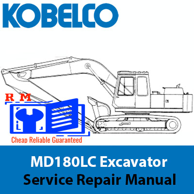 Kobelco MD180LC Excavator Service Repair Manual cover featuring the model and technical illustrations