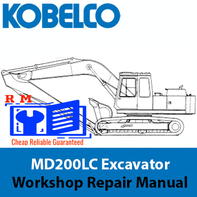 Kobelco MD200LC Excavator Workshop Repair Manual, displaying the title and technical diagrams for effective repairs