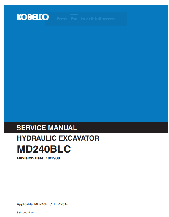 Kobelco MD240BLC Excavator Service Repair Manual - Image 2