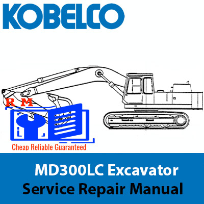 Kobelco MD300LC Excavator Service Repair Manual, displaying the title and relevant technical graphics for maintenance guidance