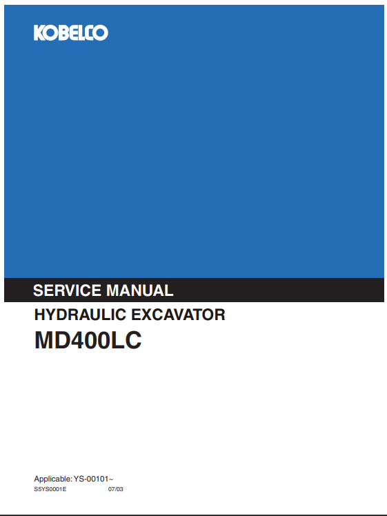 Kobelco MD400LC Excavator Service Repair Manual - Image 3