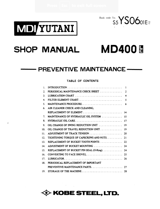 Kobelco MD400LC Excavator Service Repair Manual - Image 2