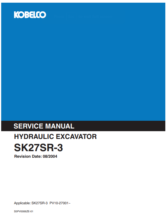 Kobelco SK27SR-3 Excavator Service Repair Manual - Image 3