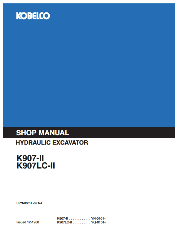 Kobelco K907-II, Kobelco K907LC-II Excavator Workshop Repair Manual - Image 4