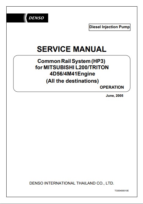 Denso CommonRai System 4D56-4M41 Engine Service Manual - Image 2