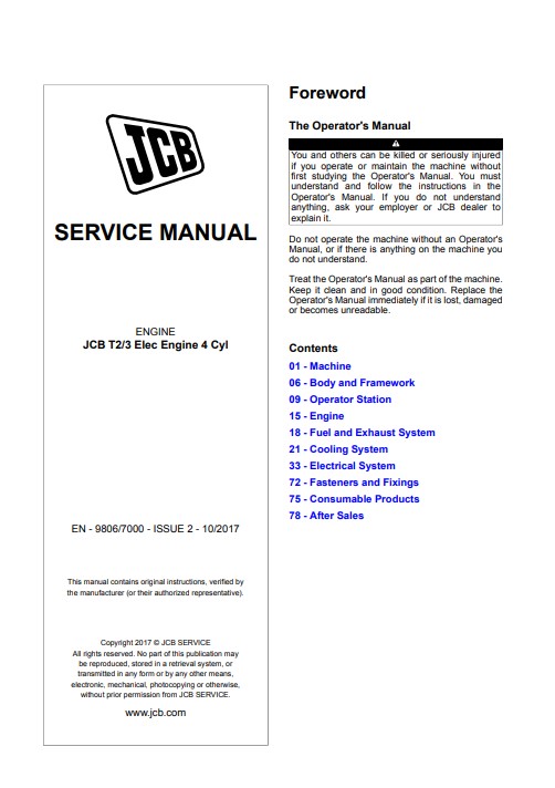 JCB T2-3 Elec Engine 4 Cyl Service Repair Manual - Image 2