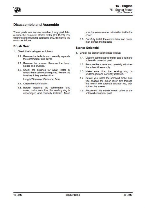 JCB T2-3 Elec Engine 4 Cyl Service Repair Manual - Image 7