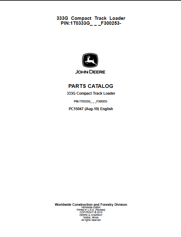 John Deere 333G Compact Track Loader Parts Manual - Image 2