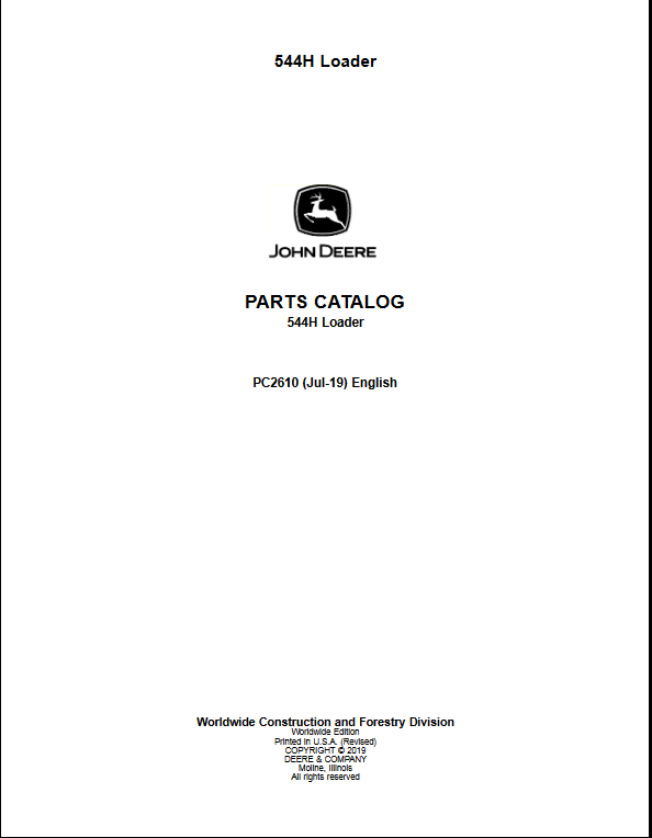 John Deere 544H Loader Parts Manual - Image 2