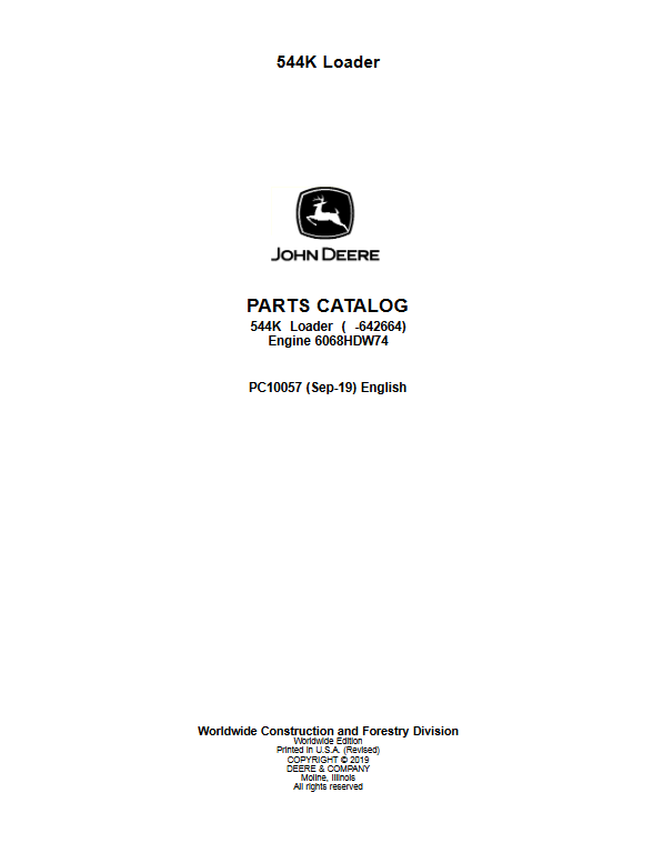 John Deere 544K Loader Parts Manual - Image 2