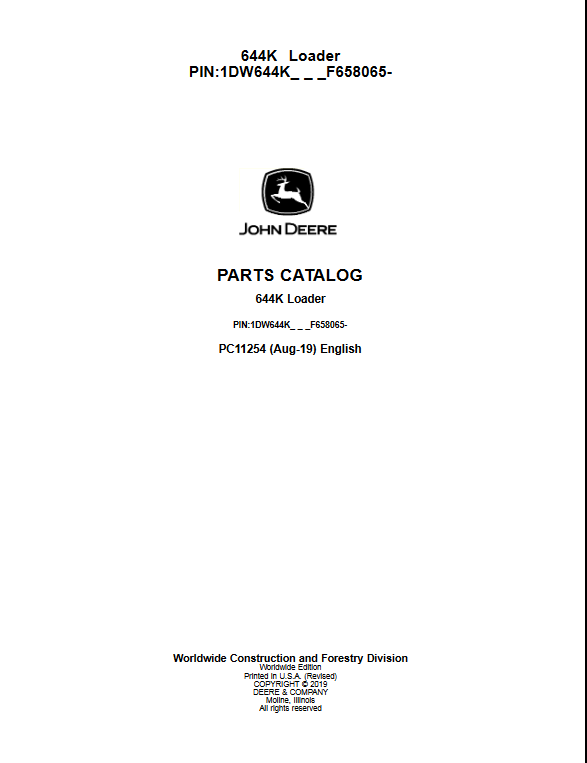 John Deere 644K Loader Parts Manual - Image 2