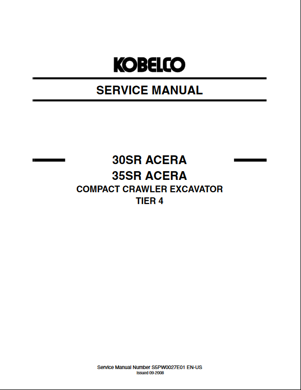 Kobelco 30SR, Kobelco SR35 Excavator Service Repair Manual - Image 2