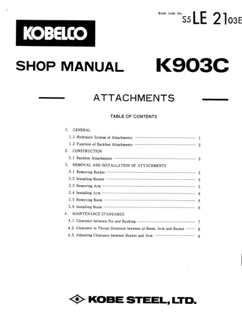 Kobelco K903C Excavator Service Repair Manual - Image 5