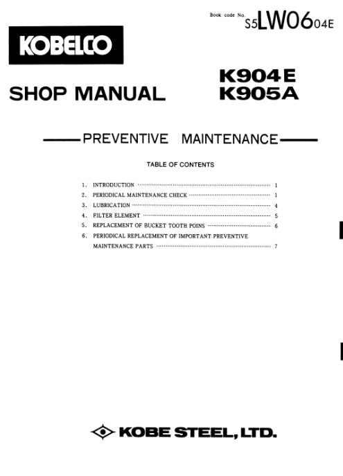 Kobelco K904E, Kobelco K905A Excavator Service Repair Manual - Image 3
